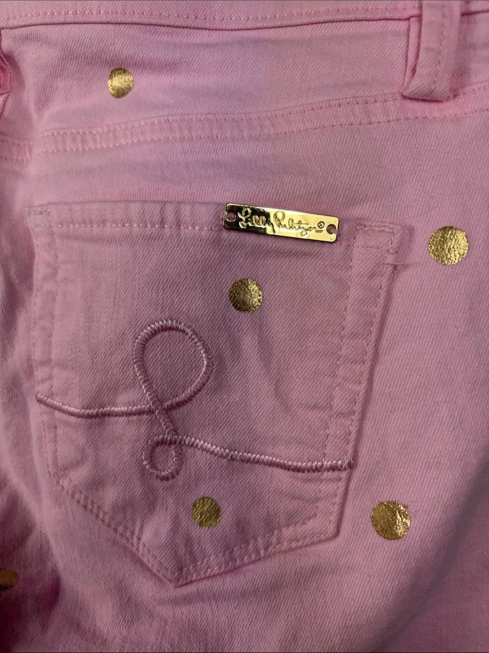 Lilly Pulitzer South‎ Ocean Crop Pink Tropics with Gold Metallic Dot.